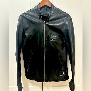 Roots leather biker jacket.